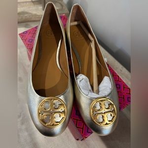 NWT! Tory Burch Ballet Flat - Gold, Napa leather - size 7.5